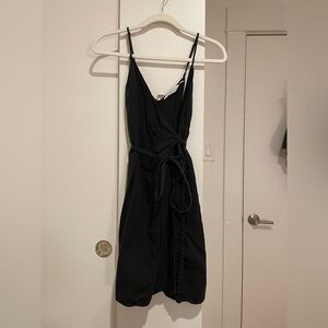 & Other Stories black mini dress with tie detail